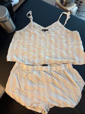 Banana Republic Pink & White Striped Cami Set